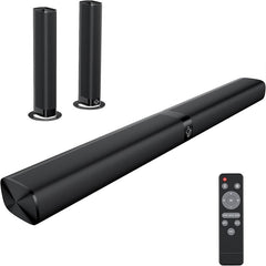 Sound Bar for Smart TV, Soundbar with Bluetooth/ARC/Opt/AUX Connect, Auto Volume Boost, 3 Equalizer Modes, 2 in 1 Detachable Soundbar for TV/PC/Gaming/Projectors